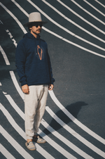 Load image into Gallery viewer, MAN ON THE RUN || DENIM BLUE UNISEX HOODIE
